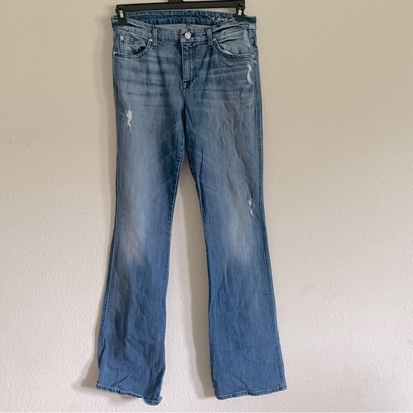 7 For All Mankind woman's straight denim size 30 distressed A pocket casual - Picture 1 of 13